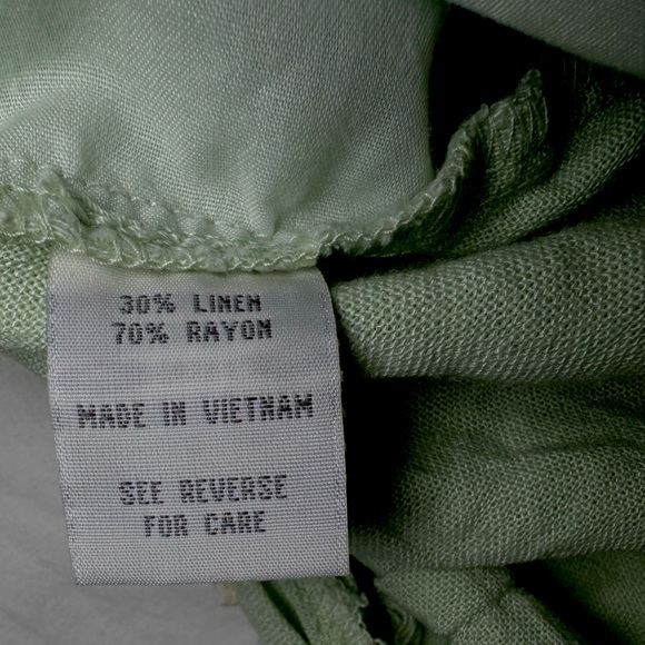 April Kiss Linen Beach Shorts Lime Green with Waist Tie • Size: Large - Picture 7 of 9